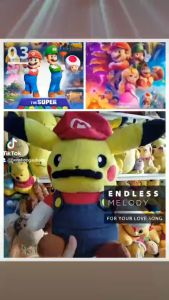 Gấu bông Pikachu cosplay Mario 30Cm