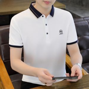 HENGYUANXIANG | Hengyuanxiang Mens Short Sleeve Polo Shirt Casual Breathable Half Sleeve Turn-down Collar T-shirt Summer Fashion Urban Style Polyester Fiber Thin Model