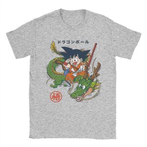 Bandai | Dragon Ball Anime Goku and Shenlong Printed T-shirt "Dragon Ball" Cotton Clothing Novel Short-sleeved Round-neck T-shirt