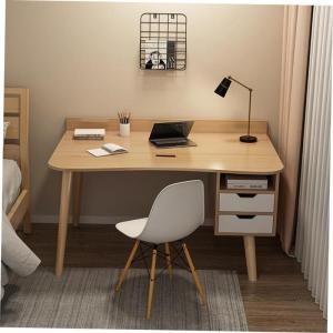 Minimalist Modern Home Office Computer Desk Wooden Study Table with Bookshelf by OTHER for Desktop Computer
