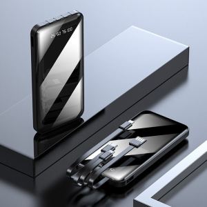 Original 80000mAh Mirror Power Bank with Multiple Built-in Cables & Fast Charging