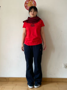 FUHUI Pure Cotton Retro Millennium Celebratory Short Sleeve Crew Neck T-Shirt Womens Fitting Style Commute Ethnic Trend