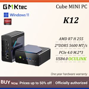 GMKtec K12 MINI PC AMD Ryzen 7 H 255 Radeon 780M 2*DDR5 5600MT/s PCIe4.0 Slots*3 Quad Screen 8K Display USB4 Oculink 2.5G LAN
