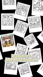 Buku Mewarnai Browmies Age of Dinosaur Untuk Semua Usia | Coloring Book for Adult and Kids Kertas Super Tebal