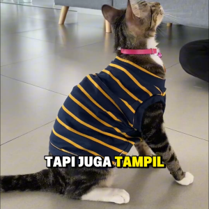 Pororo Baju Kucing Garis-garis Bahan Combed 30s