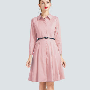 Elegant A-Line Long Sleeve Shirt Dress Womens Comfortable Spring Autumn Cotton Blend Elegant French Style Long Dress