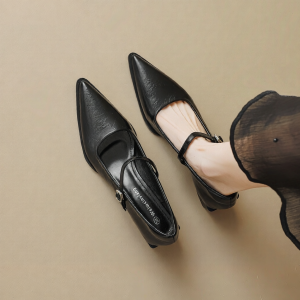 MIFEI | Pointed Toe Chunky Heel Mary Jane Shoes