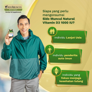 Sido Muncul Natural Vitamin D3 1000 IU 50 Kapsul - Kesehatan Tulang Kalsium Auto Imun