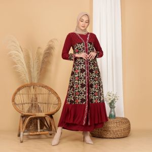 Abaya Turkey Mewah Gamis Turki Bahan Jersey Mix Ceruty dengan Aplikasi Bordir Renda pada Organdi dan Mote Swarovsky Ready Warna Hitam Maroon Hijau Botol Navy dan Coklat Ready Size S M L dan XL. LD Mulai 88 Sampai 112 cm | TA9008