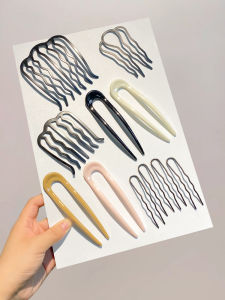 U-Shaped Hair Pin Updo Gadget Bun Fixed Hairpin Female Back Head 2023 New Arrival Four Teeth Hair Comb Hair Band