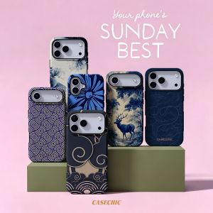 Potdemiel | Indigo Cloud Scroll Case for Samsung Galaxy S26 S25 S24 S23 Ultra Drop Resistant Glossy Dual-Layer Cover CaseChic
