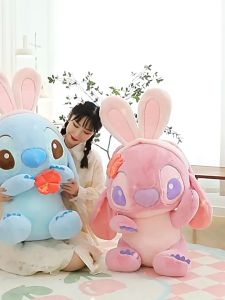 Stitch Angel Hibiscus Bunny Kawaii Plush Toys Doll Baby Gifts Soft Plushies Gift Present Birthday 可爱兔耳朵史迪奇玩偶