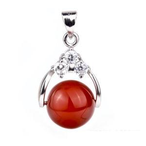 Ice-like Green Chalcedony S925 Silver Accessories Inlaid Pendant Red Agate Lucky Beads Clavicle Chain Pendant White Exquisite Rich