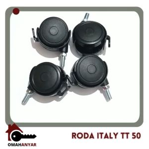 Roda Italy Roda Plastik TT 50 mm Pakai Rem Tanpa Rem 1 Set Isi 4 pcs