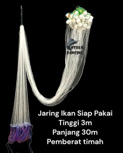 jaring ikan bentang siap pakai tinggi 3m panjang 30m pemberat timah