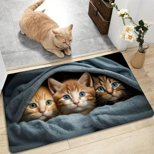 VIKAMA Cute Cat Entrance Door Mats Bedroom And Living Room Carpets Bathroom Absorbent Carpets And Anti-Slip Home Decorations