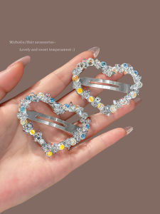 Sweet Heart Shaped Rhinestone Hair Clips Womens Bangs BB Pin Girls Love Cute Fashion Hair Accessories Side Clips