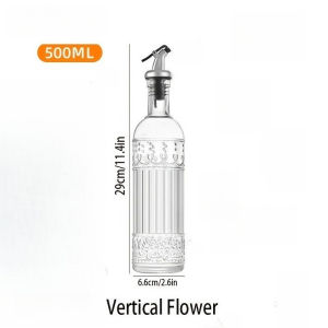 1PCS Oil Bottle Leak-Proof Glass Olive Oil Decanter Round with Pouring Spout Cooking Oil Container Ideal Gift for Kitchen Tools