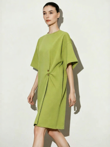 AMII | New Round Neck Loose Dress with Removable Buttons