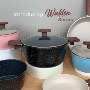 Keeo Walden 18 cm Wajan Risol Teflon Penggorengan Frypan Anti Lengket Marble Granit Alat Masak Pink
