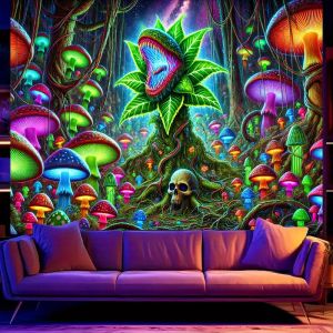 VIKAMA Cannibal Flower Tapestry Fantasy Forest Bohemian Living Room Music Festival Style Bedroom Theme Background Tapestry