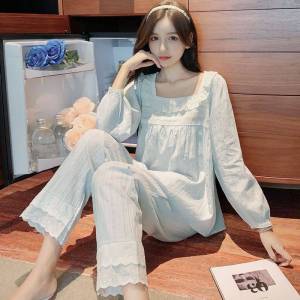 Pure Cotton Sleepwear Long Sleeve Loose Home Clothes Set for Women Sweet Princess Style Student Home Clothes Korean Version