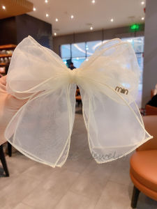 กิ๊บติดผมโบว์ผีเสื้อผ้าไหมสไตล์เกาหลี ทรงเจ้าหญิงหลวม ติดผมด้านบน น่ารัก ดูอ่อนเยาว์ สไตล์หวาน กิ๊บติดผมแฟชั่น