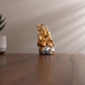 Golden Ganesha Statue Resin Figurine Hindu Elephant God Sculpture Lucky Decor for Home Living Room Office Meditation Room Gift