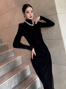 SHANGSHA | Elegant Lady Luxurious Velvet Summer Dress