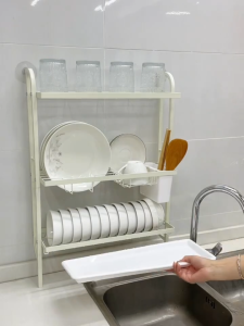 Kitchen Rack Sink Narrow Side Drain Bowl Rack No Punching Put Dishes on The Wall Store Small Dishwashing Shelves