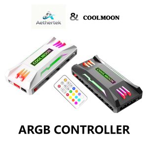 COOLMOON Smart Hub 5V 3PIN ARGB 4 PIN PWM PC Case Fan ARGB Controller IR Remote