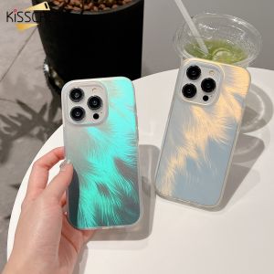 Kisscase Gradient Laser Feather Cho Iphone15promax Trường Hợp Sang Trọng iPhone 12 Sáng Tạo 15 Chống-Mùa Thu Bao Gồm Tất Cả Bảo Vệ Cover Quay Lại Cho Apple15 Pro Max 14 Cộng Với 13 12