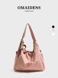 Orange Girl Flower And Youth Nylon Shoulder Bag 2025 New Style Double Layer Cotton Lining Fitness Bag Soft Geometric Pattern