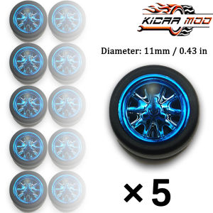 1/64 Model Wheels with Slicks Rubber Tires for Toy Model Diecast Cars Refitting Parts for MINIGT (5 Sets for 5 Cars)