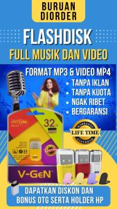Flashdisk Musik isi Lagu-lagu 32GB untuk Speaker TV Mobil & Bonus OTG dan Stand HP