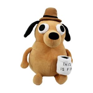 25cm This Is Fine Meme Coffee Dog Plush Toy Soft Stuffed Doll Animals Kids Toy Gift for Children Boy Birthday
