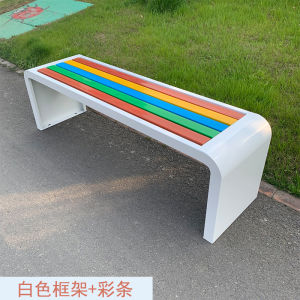 Outdoor Park Benches Iron Art Anti-corrosion Plastic Wood Stainless Steel Public Seating Outdoor Rest Bench Simple Modern Style