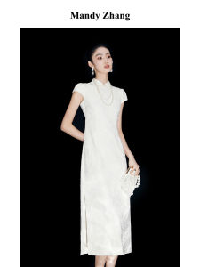 Chinese Style Heavy Embroidery Beaded Cheongsam Dress