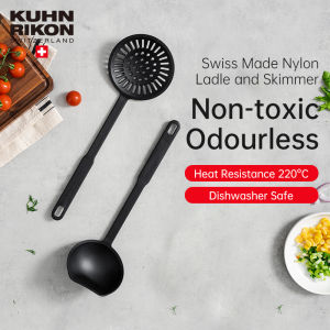 KUHN RIKON Ladle and Skimmer Pasta Server Kitchen Colander Soup Spoon Spatula Heat Resistant Nylon Cooking Tools Series Swiss Made