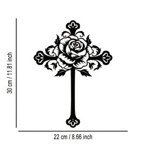 CIFbuy | Abstract Floral Cross Iron Wall Art Hollow Out Metal Decor Office Living Room Patio Kitchen Cafe Bar Rustproof Gift Ornament