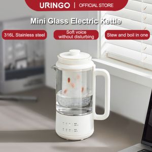 URINGO Glass Electric Kettle Mini Size Flower Teapot Office Multi-functional thermos cup(800ml)