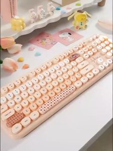 FANTASY T MALL MOFII Lovely wireless keyboard & mouse set Lovely Design keycaps Silent keyboard smooth typings plug and play set  office keyboard fashion keyboard  passion for creativity and connection ultimate keyboard