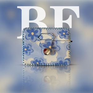 Blue Flower Design Integrated Protective Case for Apple AirPods 1/2/3 Generations Full Cover Shockproof Leather Shell Switch