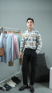 Áo sơ mi nam dài tay Dugarco thiết kế họa tiết độc đáo chất cotton thoáng mát 238SM21031