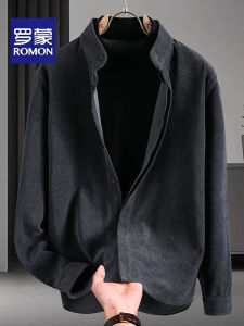 Lormen Luxury Casual Knitted Cardigan Sweater Mens Autumn Winter New Pure Color Stand Collar Shirt Thickened Long Sleeve