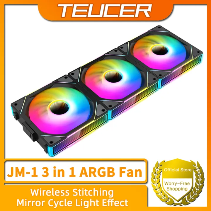 TEUCER | TEUCER JM-1 PC Cooling Fan ARGB Mirror Cycle Light Effect 800-2000RPM PWM Water Cooling 360mm Cooler Fan