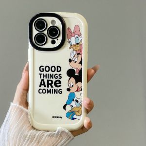 YIAMIA Caseing For Realme C35 C15 C51 12 12X C21Y 5 5s 5i 6i C3 C11 2021 C20 C53 C11 2020 Note 50 C12 C30 C63 C25 C67 11 11X Cartoon Mickey Minnie Duck Round Edges Soft Puff Style Full Coverage Phone Case