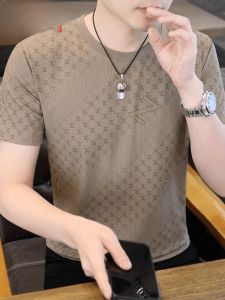 HENGYUANXIANG | Hengyuanxiang Mens Summer Short Sleeve T-shirt Fashion Casual Round Neck Embroidered Half Sleeve Cool Feeling Top Youth Wear