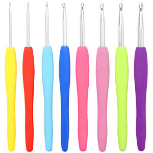8pc 2.5mm-6.0mm DIY Crochet Hook Kit Colorful Handle Knitting Needles Set Ideal for Sweater Blanket & Creative Art Craft
