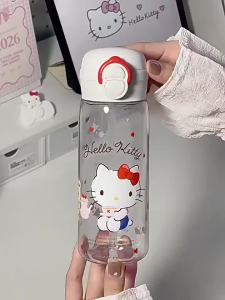 Sanrio | Bình Nước Nhựa Sanrio 500ml Có Ống Hút Bật Lên Thiết Kế Hoạt Hình Kuromi Hello Kitty Bình Đựng Nước Tritan Di Động Có Thể Tái Sử Dụng Dành Cho Thể Thao Ngoài Trời